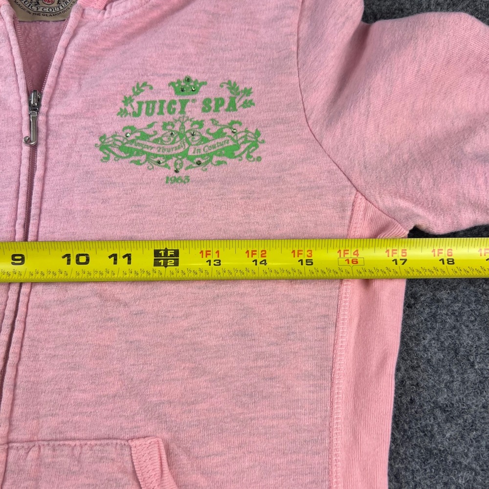 Y2K Juicy Couture Pink Juicy Spa Zip Up Hoodie Rhinestone Graphic Medium - Picture 10 of 11